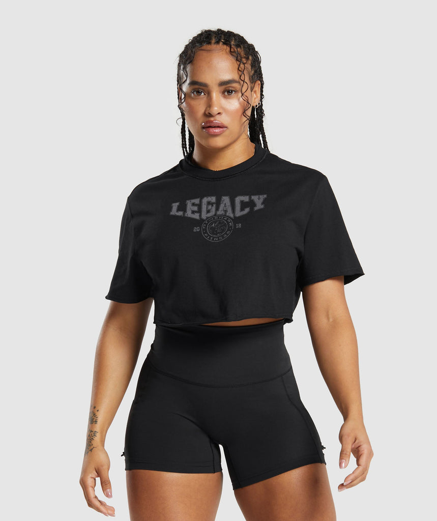 Gymshark Legacy Graphic Crop Top - Black | Gymshark